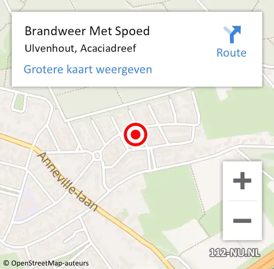 Locatie op kaart van de 112 melding: Brandweer Met Spoed Naar Ulvenhout, Acaciadreef op 6 maart 2022 11:34