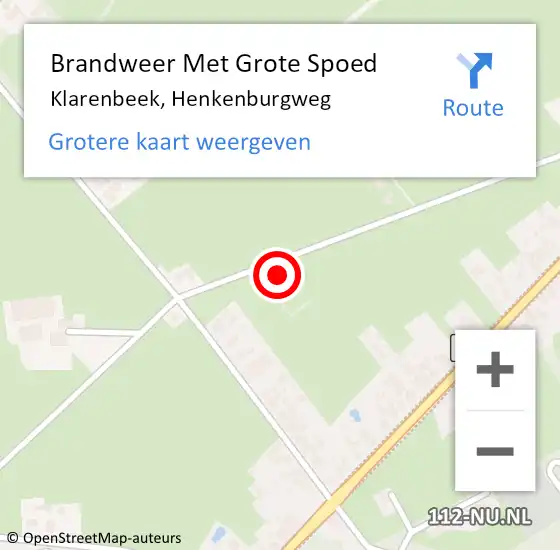 Locatie op kaart van de 112 melding: Brandweer Met Grote Spoed Naar Klarenbeek, Henkenburgweg op 6 maart 2022 11:36