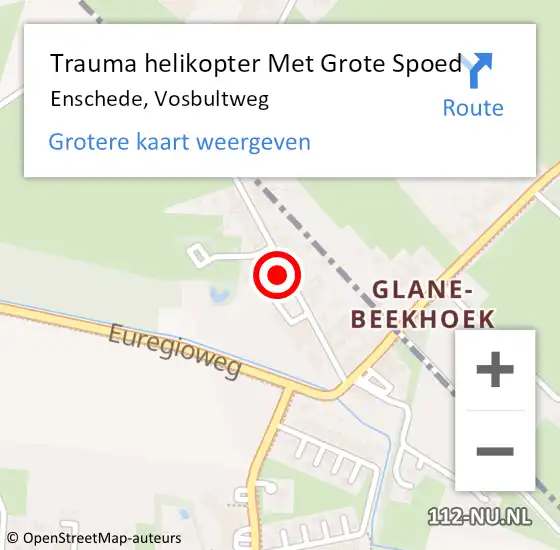Locatie op kaart van de 112 melding: Trauma helikopter Met Grote Spoed Naar Enschede, Vosbultweg op 6 maart 2022 11:40