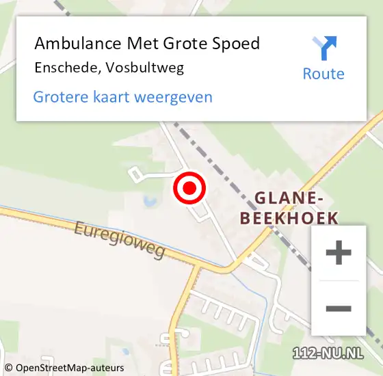 Locatie op kaart van de 112 melding: Ambulance Met Grote Spoed Naar Enschede, Vosbultweg op 6 maart 2022 11:41