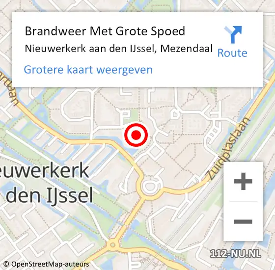 Locatie op kaart van de 112 melding: Brandweer Met Grote Spoed Naar Nieuwerkerk aan den IJssel, Mezendaal op 6 maart 2022 12:30