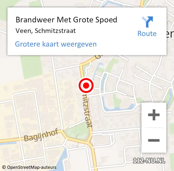 Locatie op kaart van de 112 melding: Brandweer Met Grote Spoed Naar Veen, Schmitzstraat op 6 maart 2022 12:50