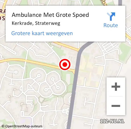 Locatie op kaart van de 112 melding: Ambulance Met Grote Spoed Naar Kerkrade, Straterweg op 10 juli 2014 11:28