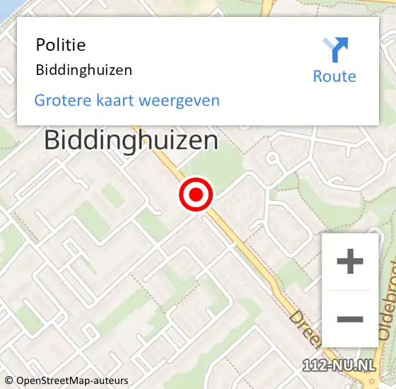 Locatie op kaart van de 112 melding: Politie Biddinghuizen op 6 maart 2022 13:16