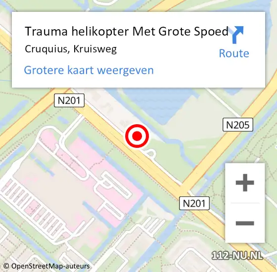 Locatie op kaart van de 112 melding: Trauma helikopter Met Grote Spoed Naar Cruquius, Kruisweg op 6 maart 2022 13:28