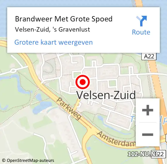 Locatie op kaart van de 112 melding: Brandweer Met Grote Spoed Naar Velsen-Zuid, 's Gravenlust op 6 maart 2022 13:39