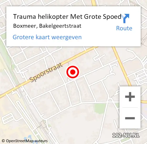 Locatie op kaart van de 112 melding: Trauma helikopter Met Grote Spoed Naar Boxmeer, Bakelgeertstraat op 6 maart 2022 13:43