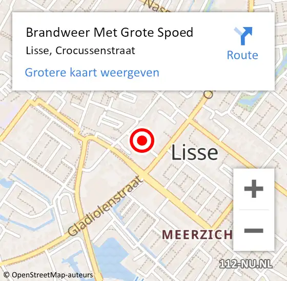 Locatie op kaart van de 112 melding: Brandweer Met Grote Spoed Naar Lisse, Crocussenstraat op 6 maart 2022 13:56