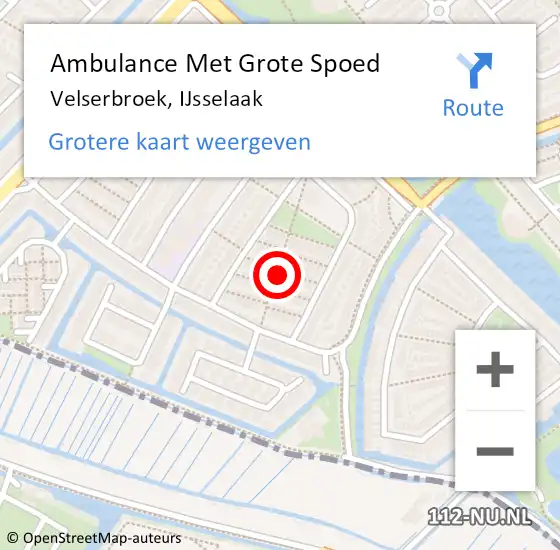 Locatie op kaart van de 112 melding: Ambulance Met Grote Spoed Naar Velserbroek, IJsselaak op 6 maart 2022 14:04