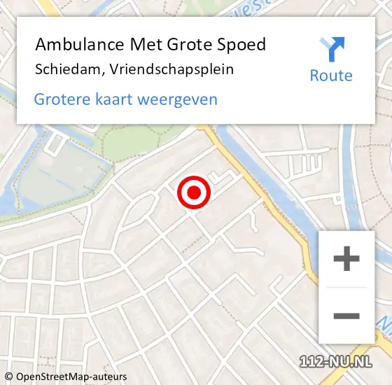 Locatie op kaart van de 112 melding: Ambulance Met Grote Spoed Naar Schiedam, Vriendschapsplein op 6 maart 2022 14:16