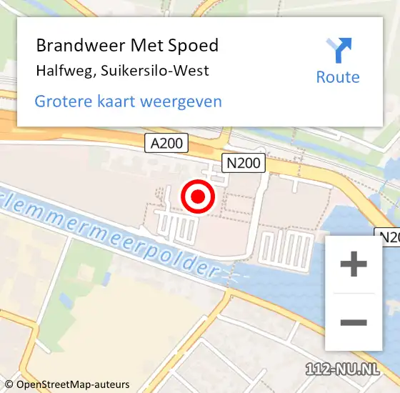 Locatie op kaart van de 112 melding: Brandweer Met Spoed Naar Halfweg, Suikersilo-West op 6 maart 2022 14:28