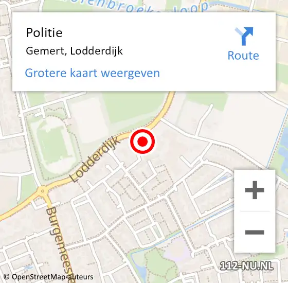 Locatie op kaart van de 112 melding: Politie Gemert, Lodderdijk op 6 maart 2022 14:37