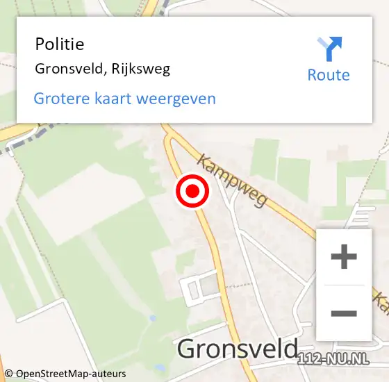 Locatie op kaart van de 112 melding: Politie Gronsveld, Rijksweg op 6 maart 2022 14:43