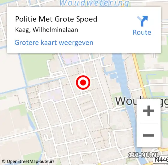 Locatie op kaart van de 112 melding: Politie Met Grote Spoed Naar Kaag, Wilhelminalaan op 6 maart 2022 14:55