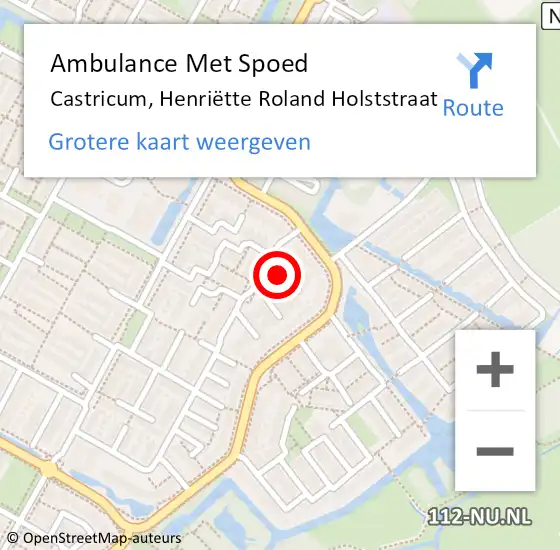 Locatie op kaart van de 112 melding: Ambulance Met Spoed Naar Castricum, Henriëtte Roland Holststraat op 6 maart 2022 15:00