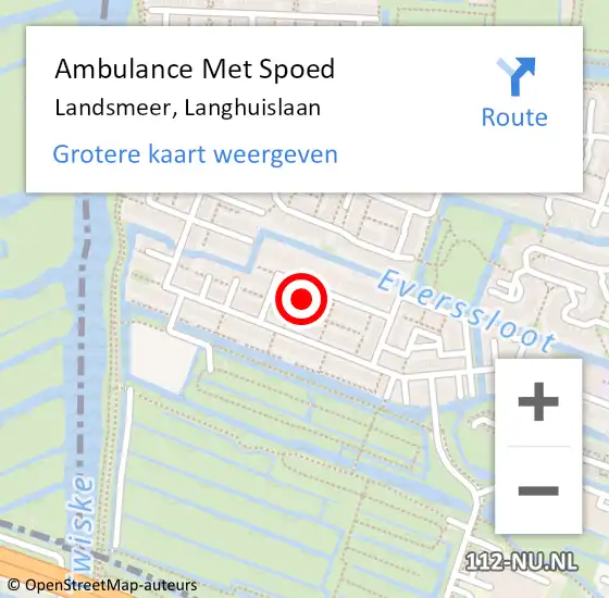 Locatie op kaart van de 112 melding: Ambulance Met Spoed Naar Landsmeer, Langhuislaan op 6 maart 2022 15:08