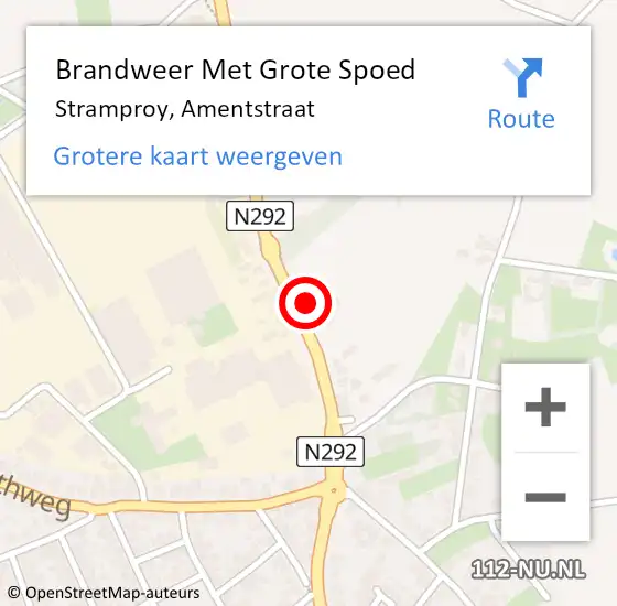 Locatie op kaart van de 112 melding: Brandweer Met Grote Spoed Naar Stramproy, Amentstraat op 6 maart 2022 15:20