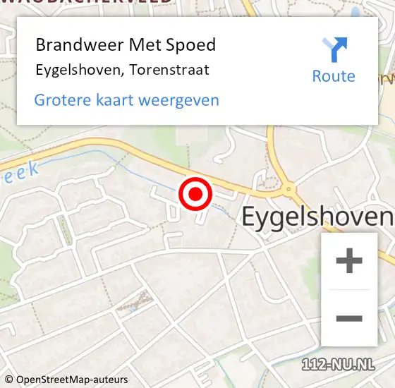 Locatie op kaart van de 112 melding: Brandweer Met Spoed Naar Eygelshoven, Torenstraat op 6 maart 2022 15:37