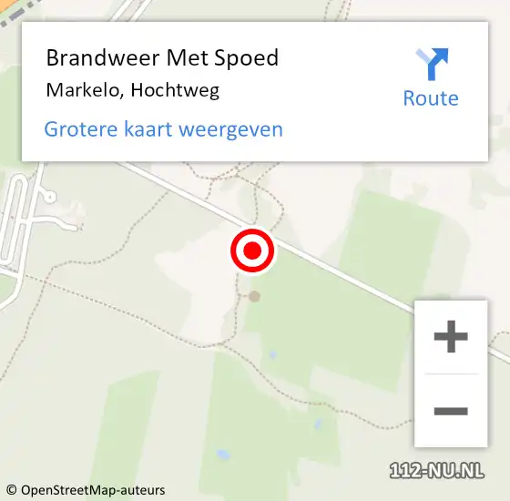 Locatie op kaart van de 112 melding: Brandweer Met Spoed Naar Markelo, Hochtweg op 6 maart 2022 15:38