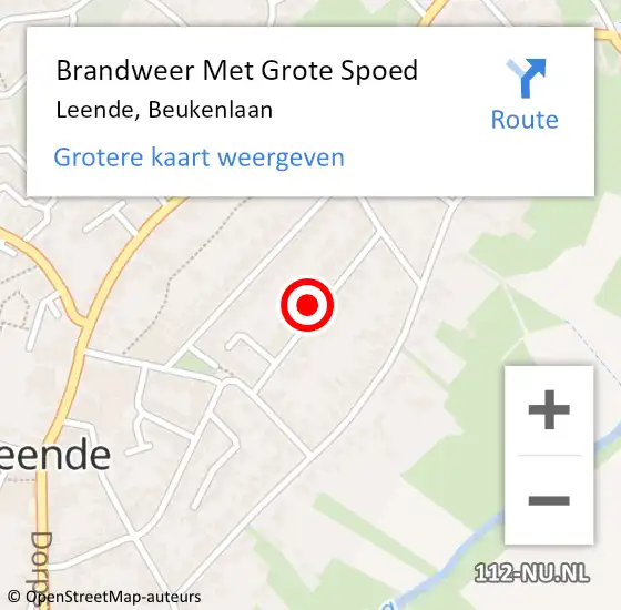 Locatie op kaart van de 112 melding: Brandweer Met Grote Spoed Naar Leende, Beukenlaan op 6 maart 2022 15:55