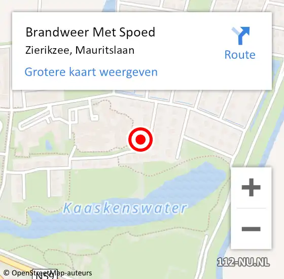 Locatie op kaart van de 112 melding: Brandweer Met Spoed Naar Zierikzee, Mauritslaan op 6 maart 2022 16:14