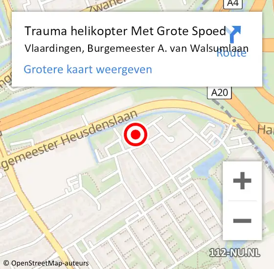 Locatie op kaart van de 112 melding: Trauma helikopter Met Grote Spoed Naar Vlaardingen, Burgemeester A. van Walsumlaan op 6 maart 2022 16:19