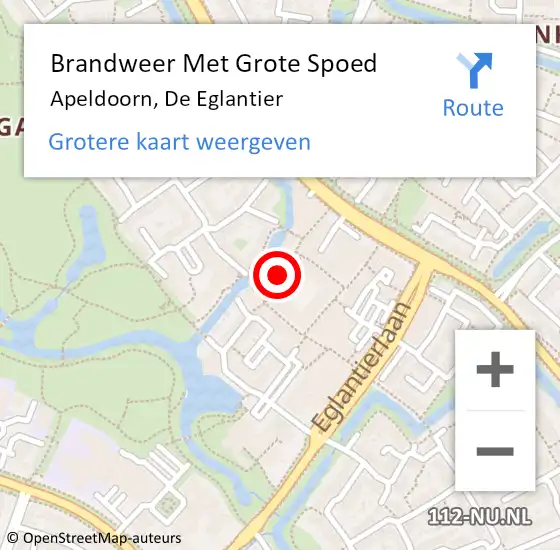 Locatie op kaart van de 112 melding: Brandweer Met Grote Spoed Naar Apeldoorn, De Eglantier op 6 maart 2022 16:24