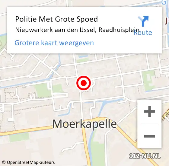 Locatie op kaart van de 112 melding: Politie Met Grote Spoed Naar Nieuwerkerk aan den IJssel, Raadhuisplein op 6 maart 2022 16:34