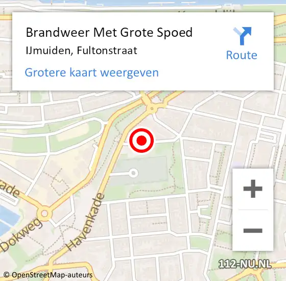 Locatie op kaart van de 112 melding: Brandweer Met Grote Spoed Naar IJmuiden, Fultonstraat op 6 maart 2022 16:43