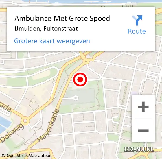 Locatie op kaart van de 112 melding: Ambulance Met Grote Spoed Naar IJmuiden, Fultonstraat op 6 maart 2022 16:46