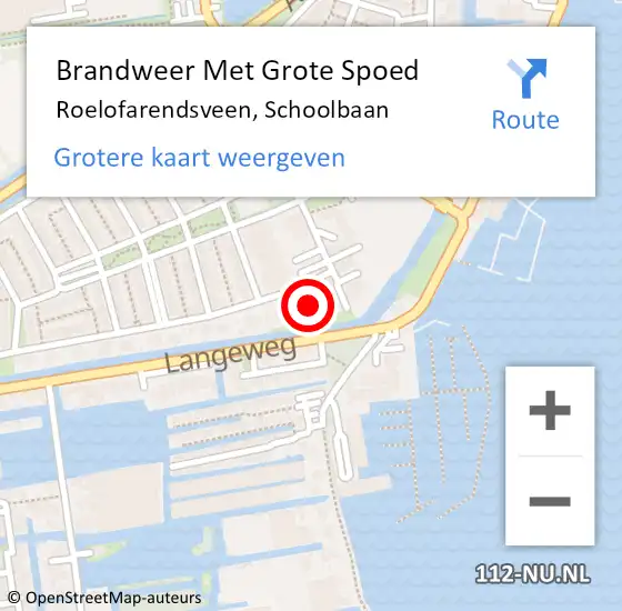 Locatie op kaart van de 112 melding: Brandweer Met Grote Spoed Naar Roelofarendsveen, Schoolbaan op 6 maart 2022 17:16