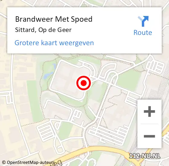 Locatie op kaart van de 112 melding: Brandweer Met Spoed Naar Sittard, Op de Geer op 6 maart 2022 17:25