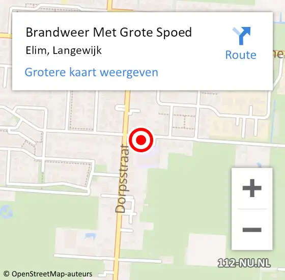 Locatie op kaart van de 112 melding: Brandweer Met Grote Spoed Naar Elim, Langewijk op 6 maart 2022 17:28