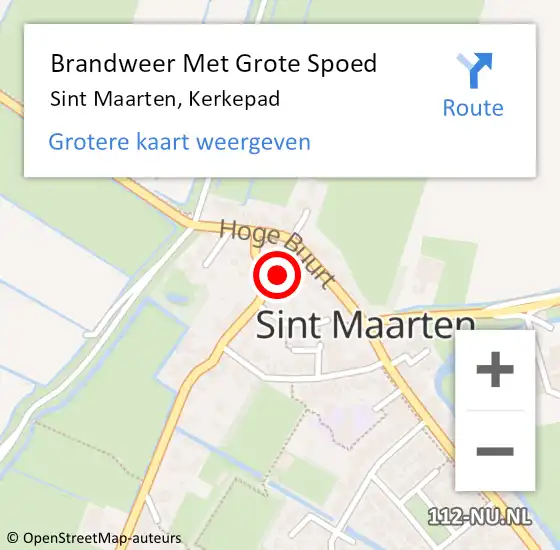 Locatie op kaart van de 112 melding: Brandweer Met Grote Spoed Naar Sint Maarten, Kerkepad op 6 maart 2022 17:29