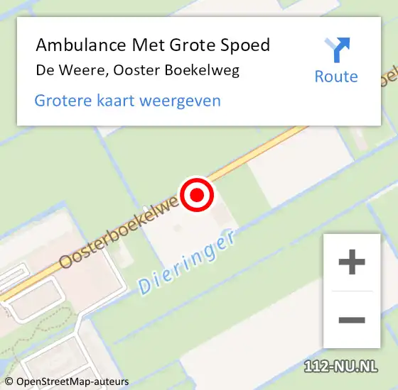 Locatie op kaart van de 112 melding: Ambulance Met Grote Spoed Naar De Weere, Ooster Boekelweg op 6 maart 2022 17:37