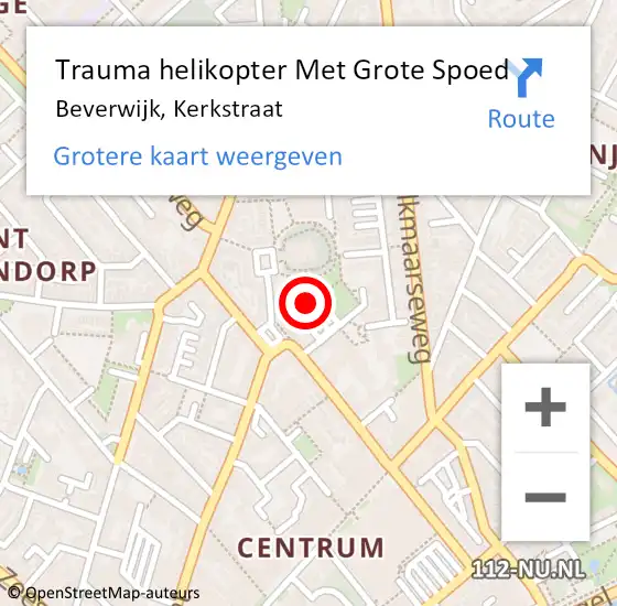 Locatie op kaart van de 112 melding: Trauma helikopter Met Grote Spoed Naar Beverwijk, Kerkstraat op 6 maart 2022 17:44