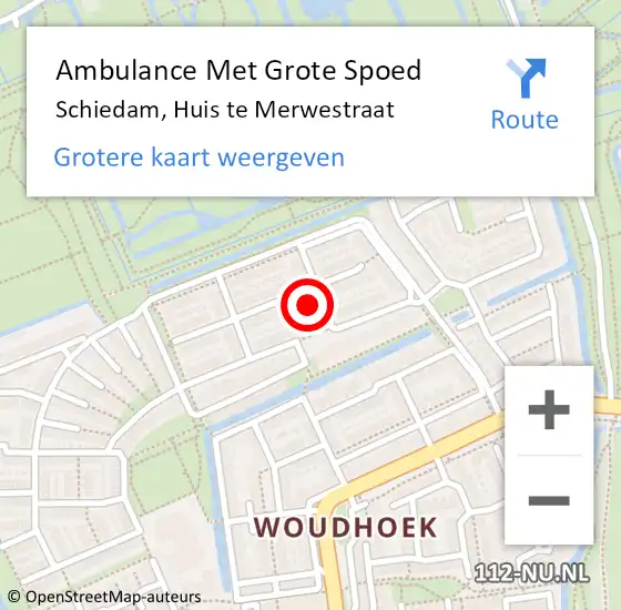 Locatie op kaart van de 112 melding: Ambulance Met Grote Spoed Naar Schiedam, Huis te Merwestraat op 6 maart 2022 17:50