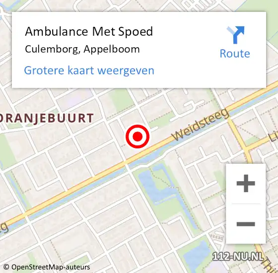 Locatie op kaart van de 112 melding: Ambulance Met Spoed Naar Culemborg, Appelboom op 6 maart 2022 17:55