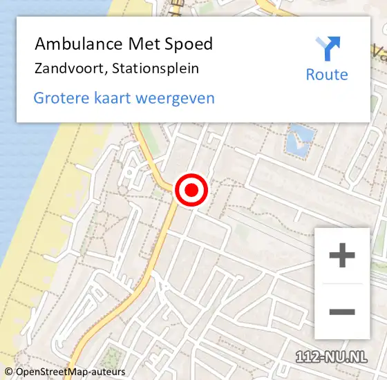 Locatie op kaart van de 112 melding: Ambulance Met Spoed Naar Zandvoort, Stationsplein op 6 maart 2022 18:07