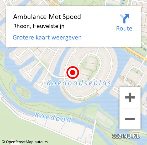 Locatie op kaart van de 112 melding: Ambulance Met Spoed Naar Rhoon, Heuvelsteijn op 6 maart 2022 18:10