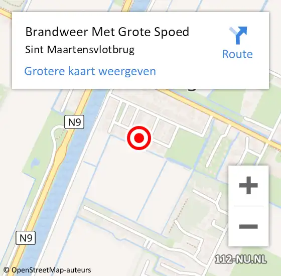 Locatie op kaart van de 112 melding: Brandweer Met Grote Spoed Naar Sint Maartensvlotbrug op 10 juli 2014 11:48