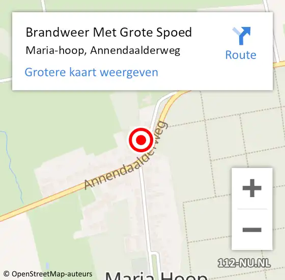 Locatie op kaart van de 112 melding: Brandweer Met Grote Spoed Naar Mariahoop, Annendaalderweg op 6 maart 2022 18:50