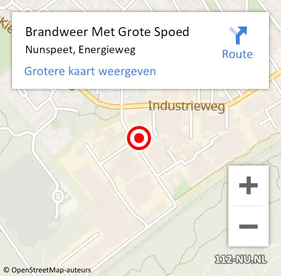 Locatie op kaart van de 112 melding: Brandweer Met Grote Spoed Naar Nunspeet, Energieweg op 6 maart 2022 19:16