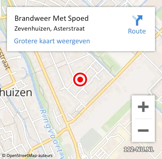 Locatie op kaart van de 112 melding: Brandweer Met Spoed Naar Zevenhuizen, Asterstraat op 6 maart 2022 19:23