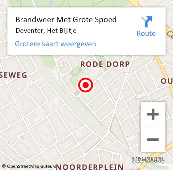 Locatie op kaart van de 112 melding: Brandweer Met Grote Spoed Naar Deventer, Het Bijltje op 6 maart 2022 19:44