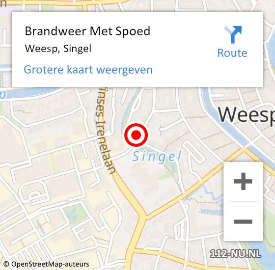 Locatie op kaart van de 112 melding: Brandweer Met Spoed Naar Weesp, Singel op 6 maart 2022 19:56