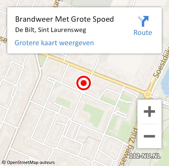 Locatie op kaart van de 112 melding: Brandweer Met Grote Spoed Naar De Bilt, Sint Laurensweg op 6 maart 2022 20:14