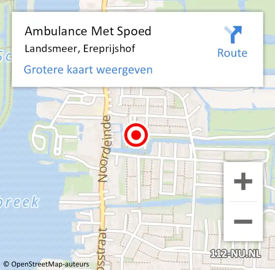 Locatie op kaart van de 112 melding: Ambulance Met Spoed Naar Landsmeer, Ereprijshof op 6 maart 2022 20:21