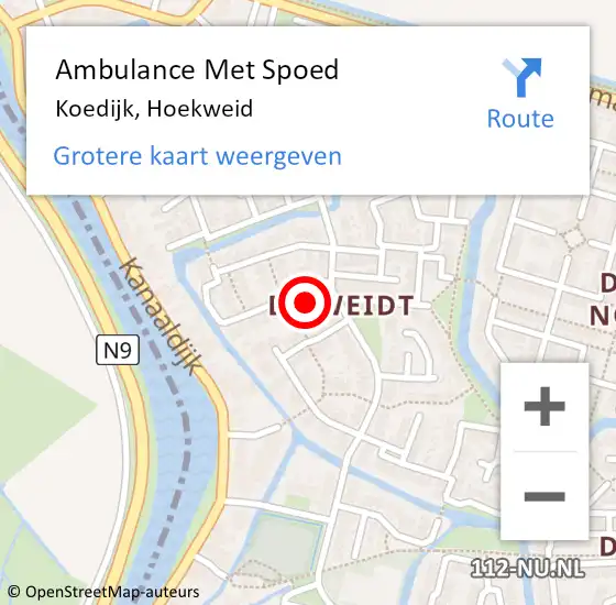 Locatie op kaart van de 112 melding: Ambulance Met Spoed Naar Koedijk, Hoekweid op 6 maart 2022 20:30