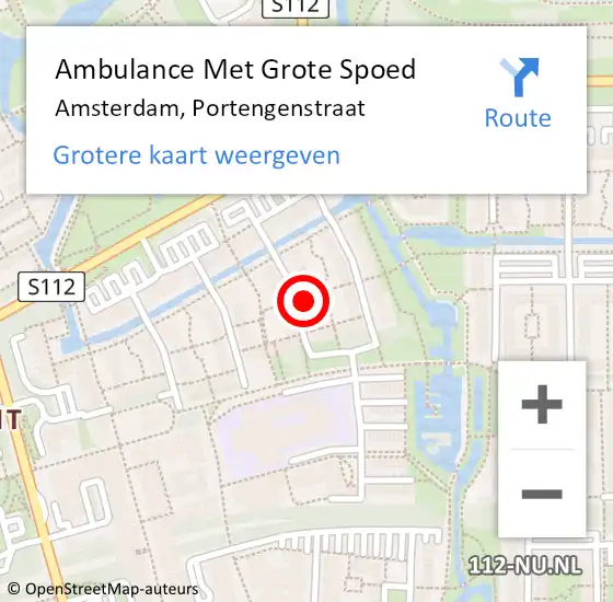 Locatie op kaart van de 112 melding: Ambulance Met Grote Spoed Naar Amsterdam-Zuidoost, Portengenstraat op 6 maart 2022 20:40